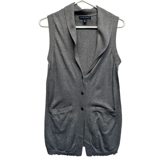 Banana Republic Gray Knit Sleeveless Cardigan Vest XS — Minimalist Preppy Core - Picture 1 of 9